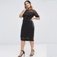 Платье с коротким рукавом PL24-56 черное