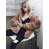 Куртка Тедди женская весенняя оверсайз DKW019, цвет коричневый, размер 42 - 52