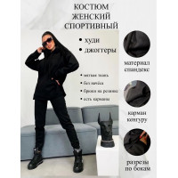 Черный спортивный костюм женский с капюшоном SK-002-4